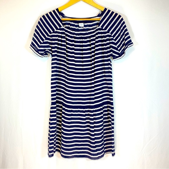J. Crew 100% Silk dress, navy & white stripe, sheer dress, size XS - Picture 2 of 7